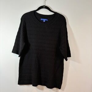 Apt. 9 Ribbed Knit‎ Top Short Sleeve Knit Tunic Casual Everyday Black X-Large